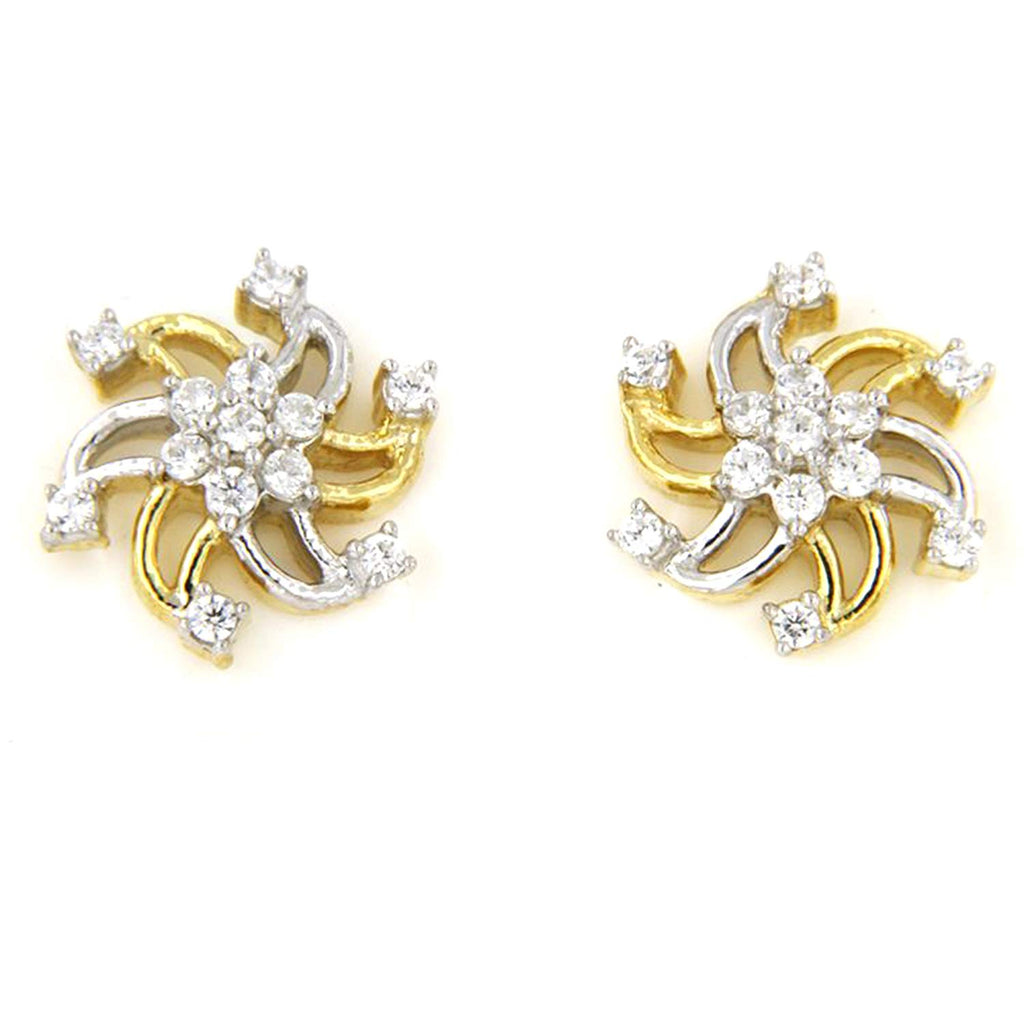 atjewels Women's Use White CZ Wedding Flower Earrings in 18k Yellow Gold Over 925 Sterling MOTHER'S DAY SPECIAL OFFER - atjewels.in