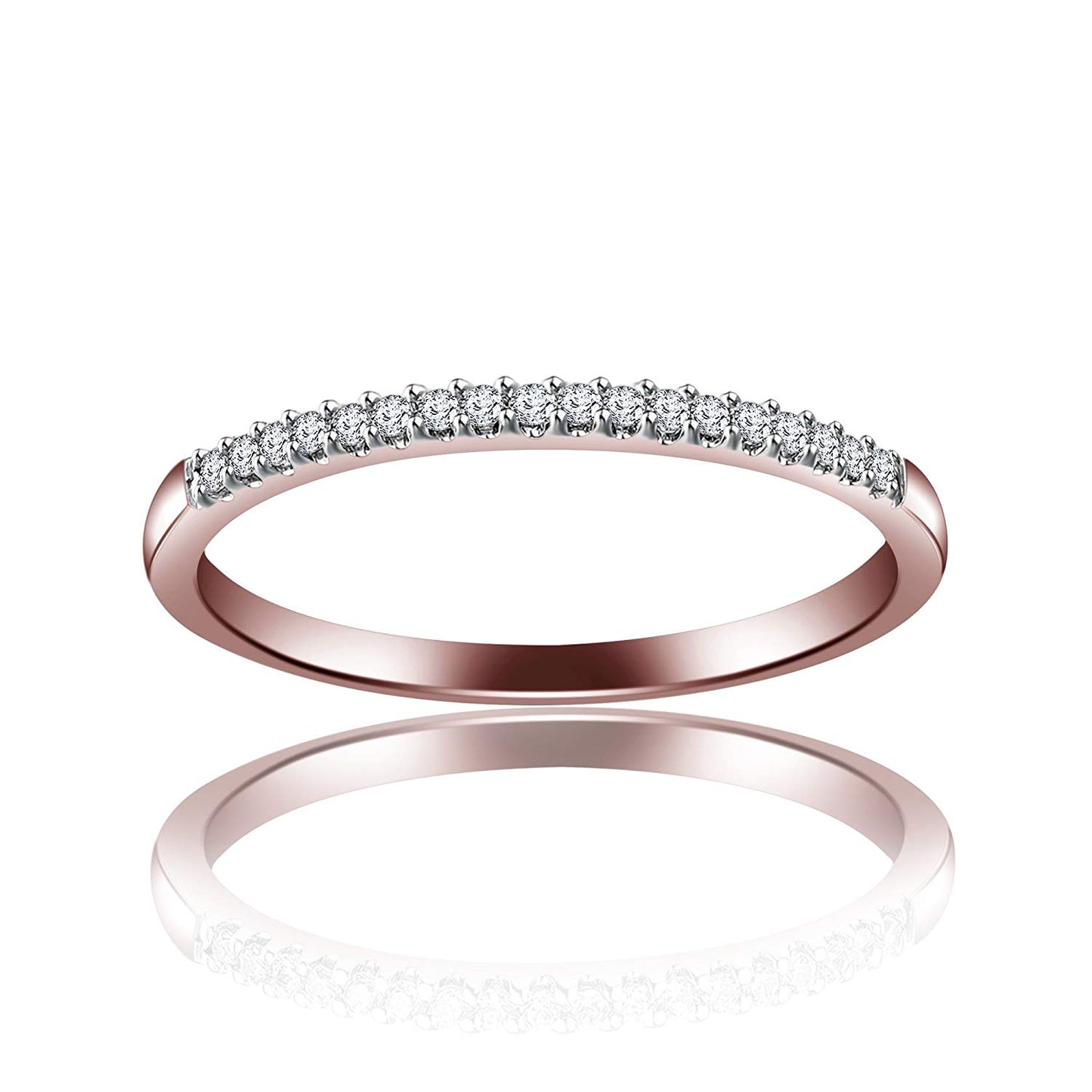atjewels White Cubic Zirconia With 18K Rose Gold Over .925 Sterling Silver Wedding Band Ring MOTHER'S DAY SPECIAL OFFER - atjewels.in