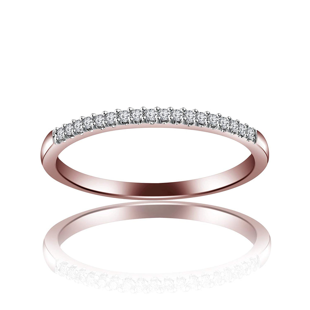 atjewels White Cubic Zirconia With 18K Rose Gold Over .925 Sterling Silver Wedding Band Ring MOTHER'S DAY SPECIAL OFFER - atjewels.in