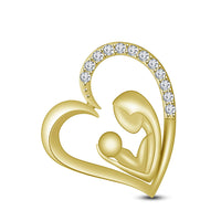 atjewels 18K Yellow Gold Over 925 Sterling White CZ Mom Baby Pendant For Women's MOTHER'S DAY SPECIAL OFFER - atjewels.in