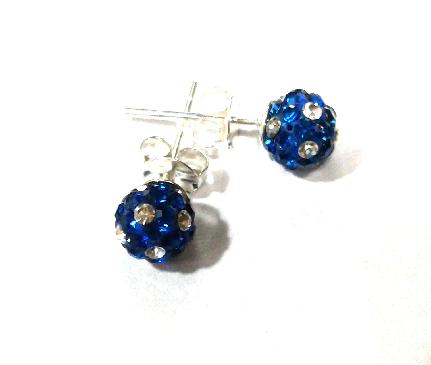 atjewels Round Cut Crystal Sterling Silver Pave Ball Stud Earrings, Crystal Fireball Disco Ball Earrings 1 Pair For Girl's and Women's Fancy Party Wear Earrings - atjewels.in