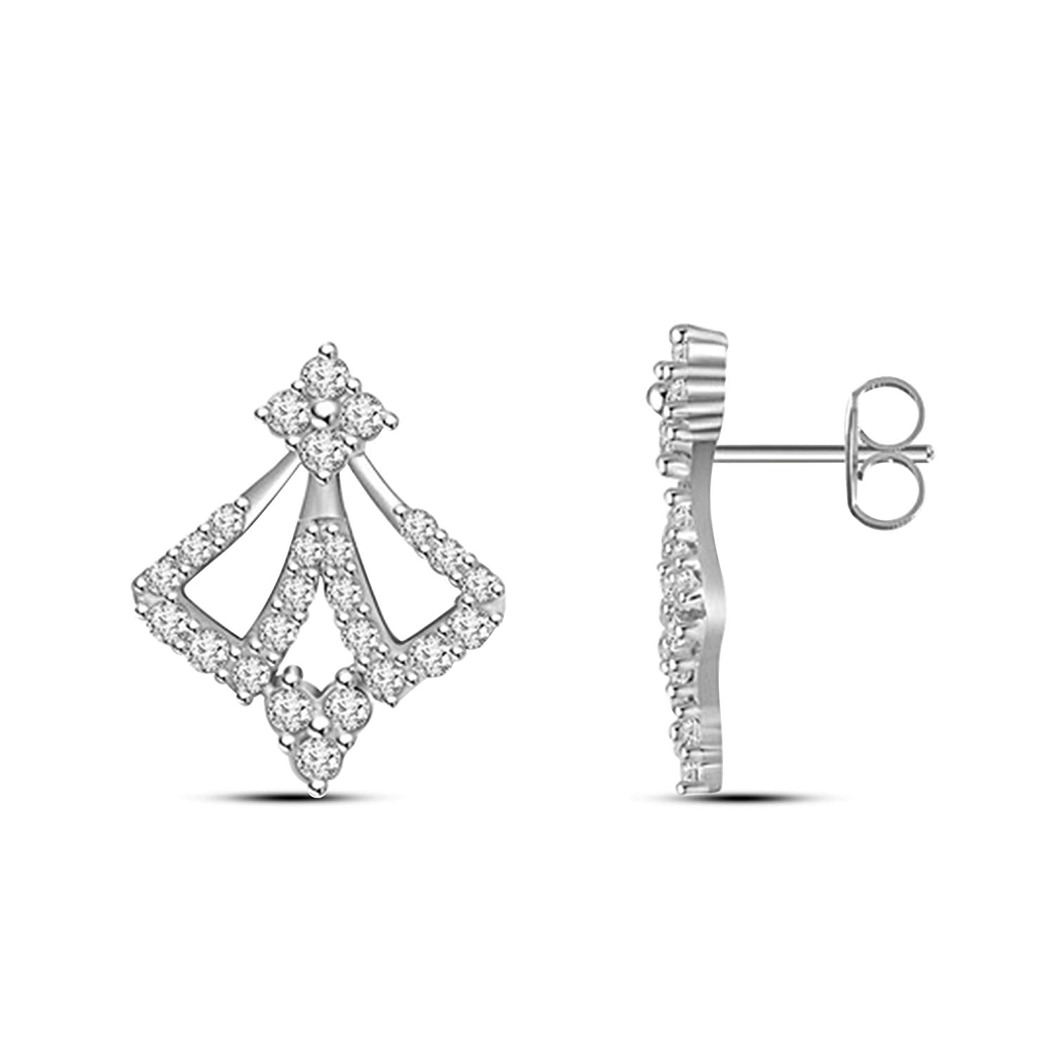 atjewels 18K White Gold Over 925 Silver Round White CZ Engagement Stud Earrings For Women's MOTHER'S DAY SPECIAL OFFER - atjewels.in