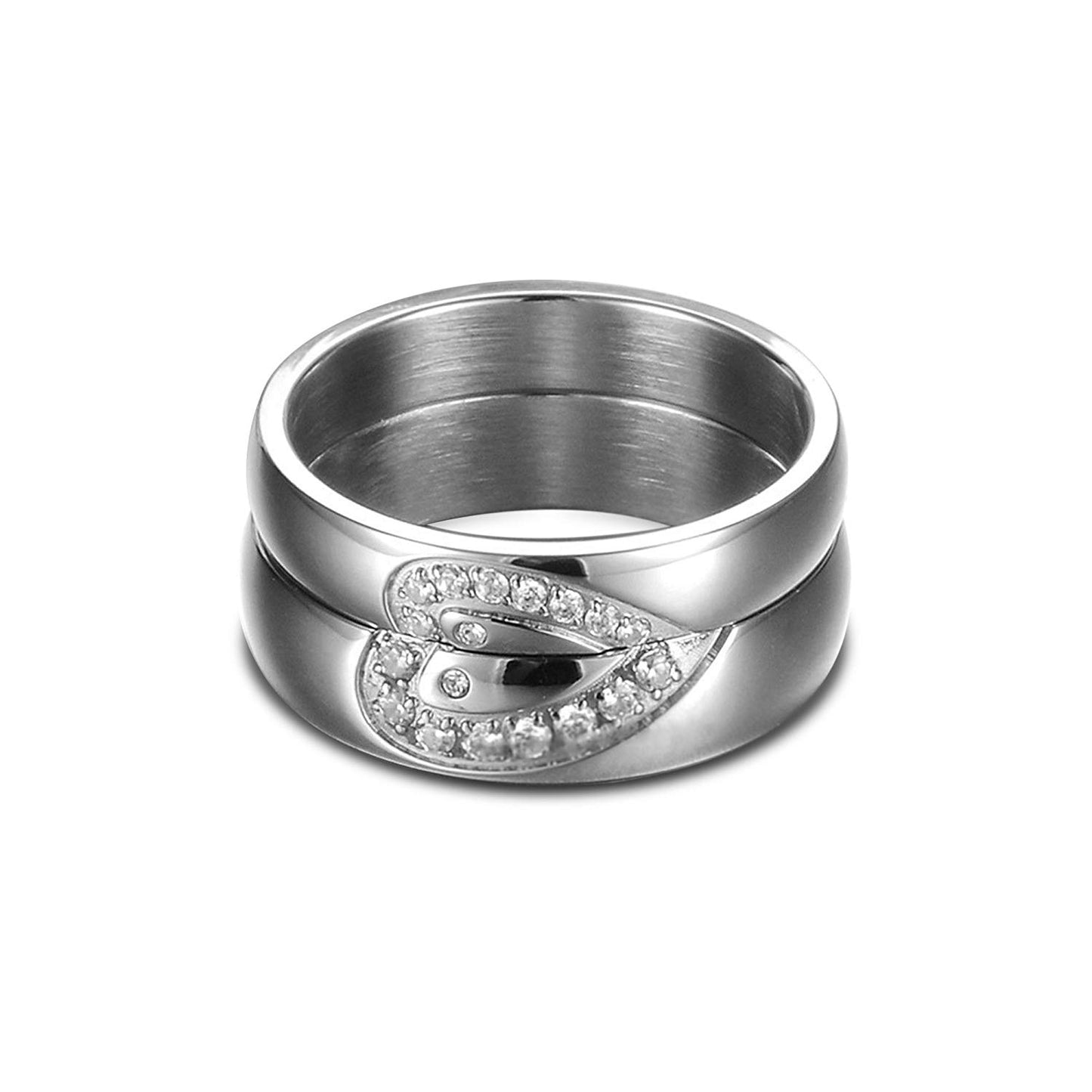 atjewels 18K White Gold Over 925 Silver White CZ Elegant Couple Heart Ring for Women's MOTHER'S DAY SPECIAL OFFER - atjewels.in