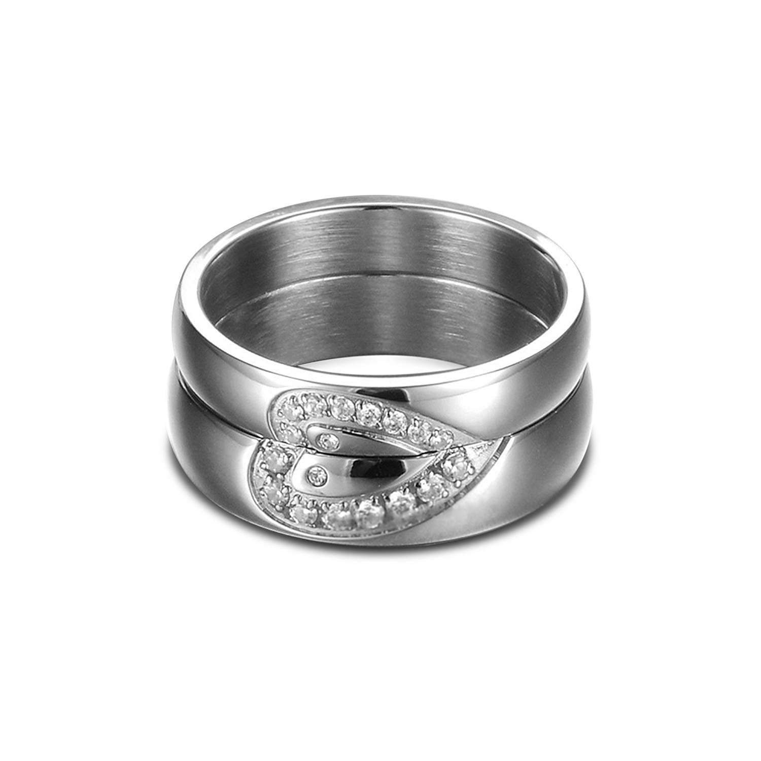 atjewels 18K White Gold Over 925 Silver White CZ Elegant Couple Heart Ring for Women's MOTHER'S DAY SPECIAL OFFER - atjewels.in