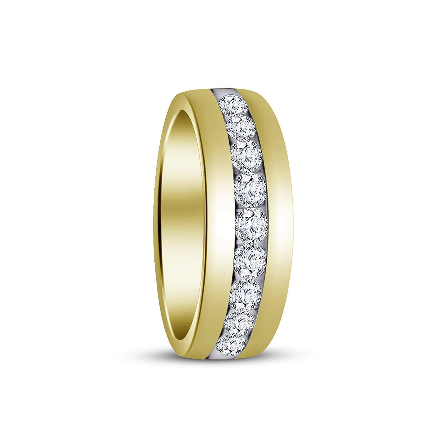 atjewels Round Cut White CZ 14k Yellow Gold Over .925 Sterling Silver Wedding Band Ring For Women's and Girl's For Diwali Special - atjewels.in