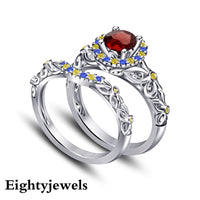 atjewels 14k White Gold Over 925 Silver Multicolor CZ Princess Snow White Engagement Ring Set For Women's MOTHER'S DAY SPECIAL OFFER - atjewels.in