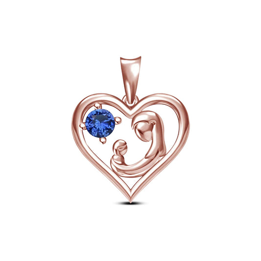 atjewels Mothers Day Special 0.77 CT Blue Sappire Sterling Silver MOTHER & ME Heart Pendant MOTHER'S DAY SPECIAL OFFER - atjewels.in