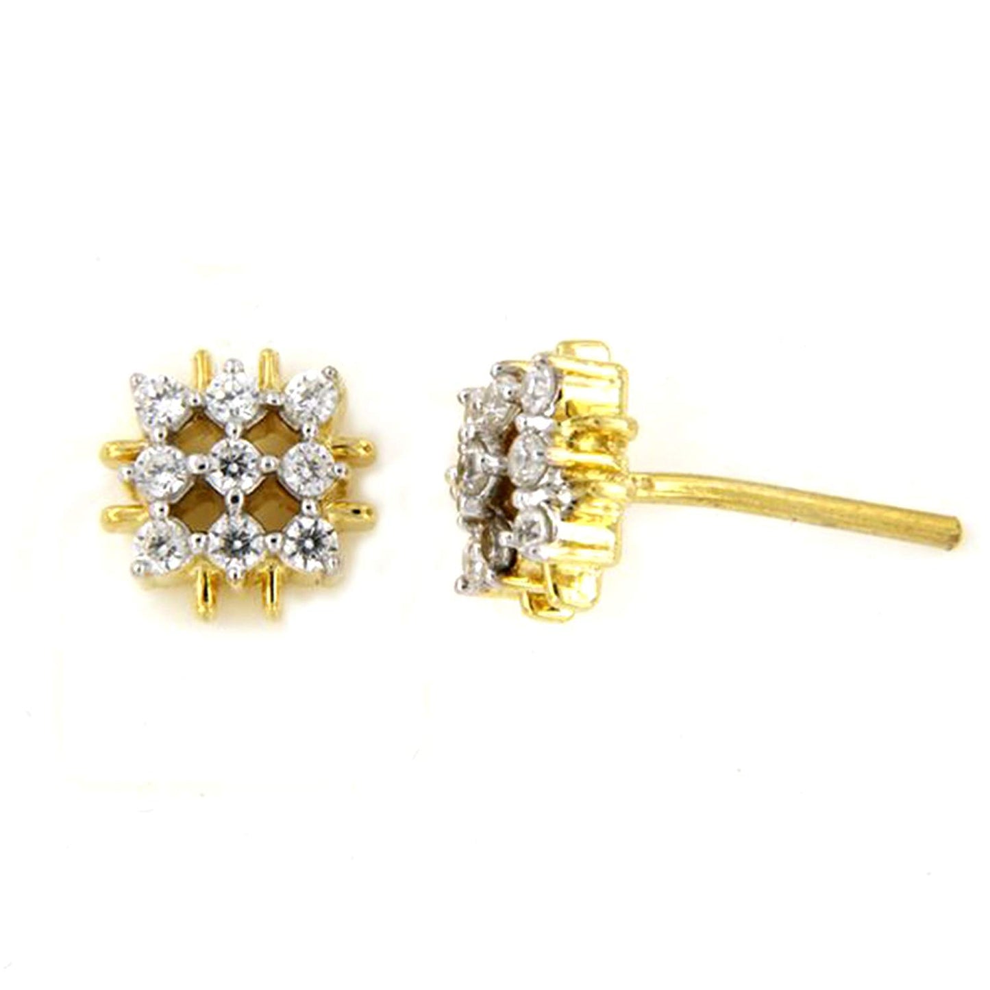 atjewels Engagement Stud Earrings in 18k Yellow Gold Over 925 Sterling Silver White CZ MOTHER'S DAY SPECIAL OFFER - atjewels.in