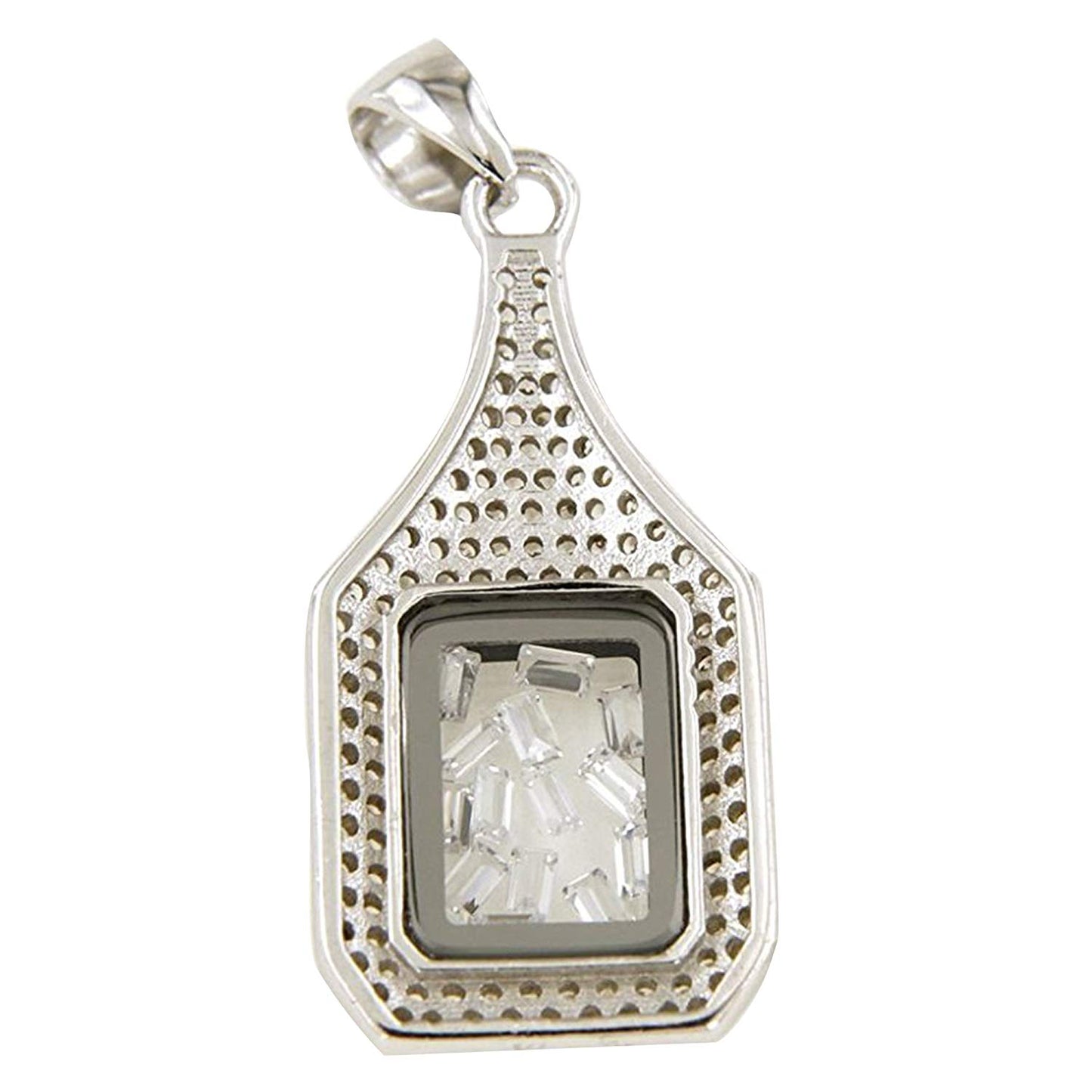 atjewels Round & Baguette White CZ .925 Sterling Silver Dancing Diamond Pendant For Girl's & Women's For MOTHER'S DAY SPECIAL OFFER - atjewels.in