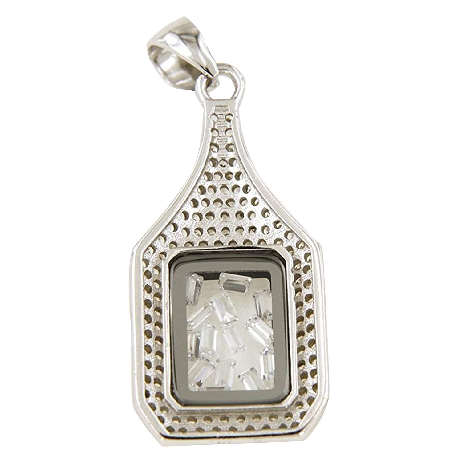 atjewels Round & Baguette White CZ .925 Sterling Silver Dancing Diamond Pendant For Girl's & Women's For MOTHER'S DAY SPECIAL OFFER - atjewels.in