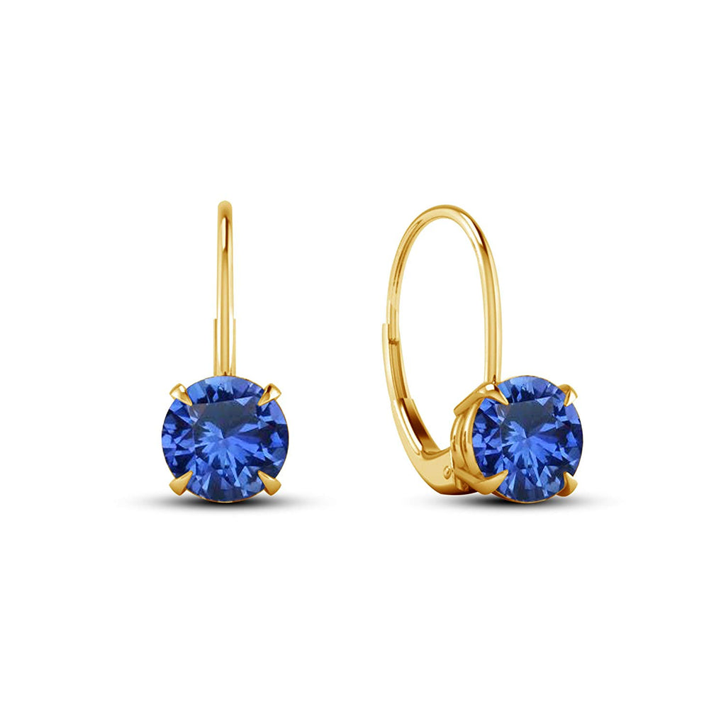 Women's Special Offer !! Yellow Gold Over 925 Silver Blue Sapphire Lever Back Dangle Earrings From atjewels MOTHER'S DAY SPECIAL OFFER - atjewels.in