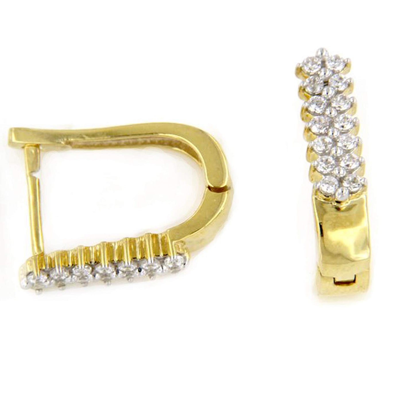 atjewels 18K Yellow Gold Over 925 Sterling Siver Round White CZ Wedding Hoop Earring MOTHER'S DAY SPECIAL OFFER - atjewels.in