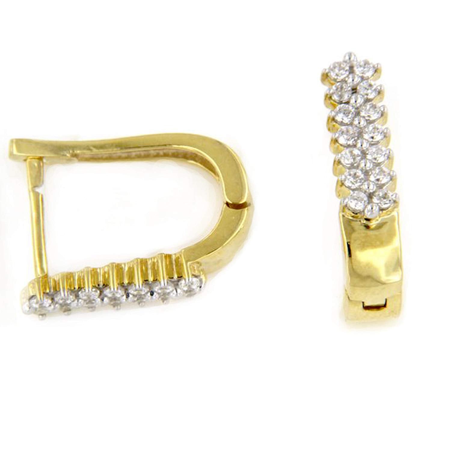 atjewels 18K Yellow Gold Over 925 Sterling Siver Round White CZ Wedding Hoop Earring MOTHER'S DAY SPECIAL OFFER - atjewels.in