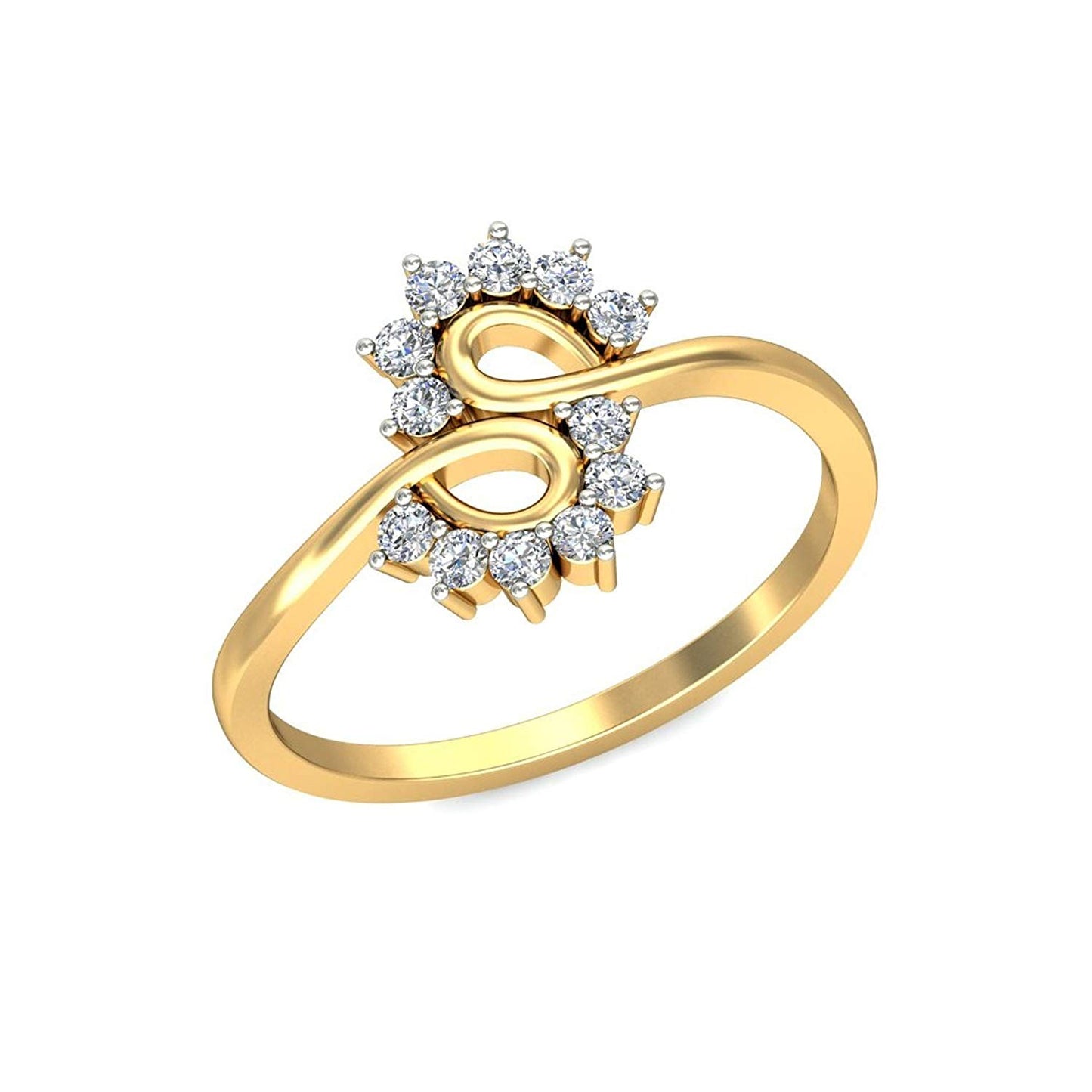 atjewels 14K Yellow Gold Over 925 Silver Round White CZ Bypass Ring For Women's MOTHER'S DAY SPECIAL OFFER - atjewels.in