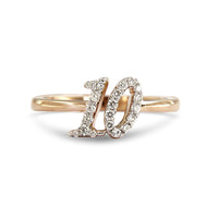 atjewels 10 Number Ring in 14K Rose Gold Over 925 Sterling Silver Round White Zirconia MOTHER'S DAY SPECIAL OFFER - atjewels.in