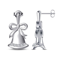 atjewels MOTHER'S DAY SPECIAL OFFER Jewellery !! Platinum Plated .925 Sterling Silver Bell and Bow Stud Earrings For Women's MOTHER'S DAY SPECIAL OFFER - atjewels.in