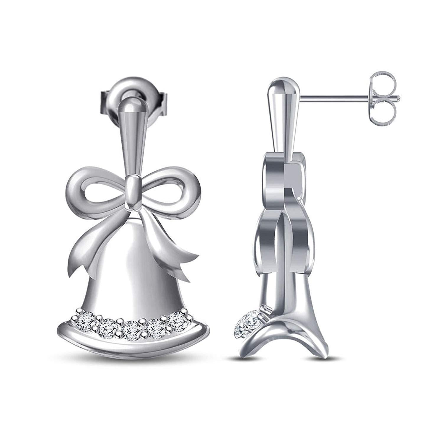 atjewels MOTHER'S DAY SPECIAL OFFER Jewellery !! Platinum Plated .925 Sterling Silver B and Bow Stud Earrings For Women's MOTHER'S DAY SPECIAL OFFER - atjewels.in