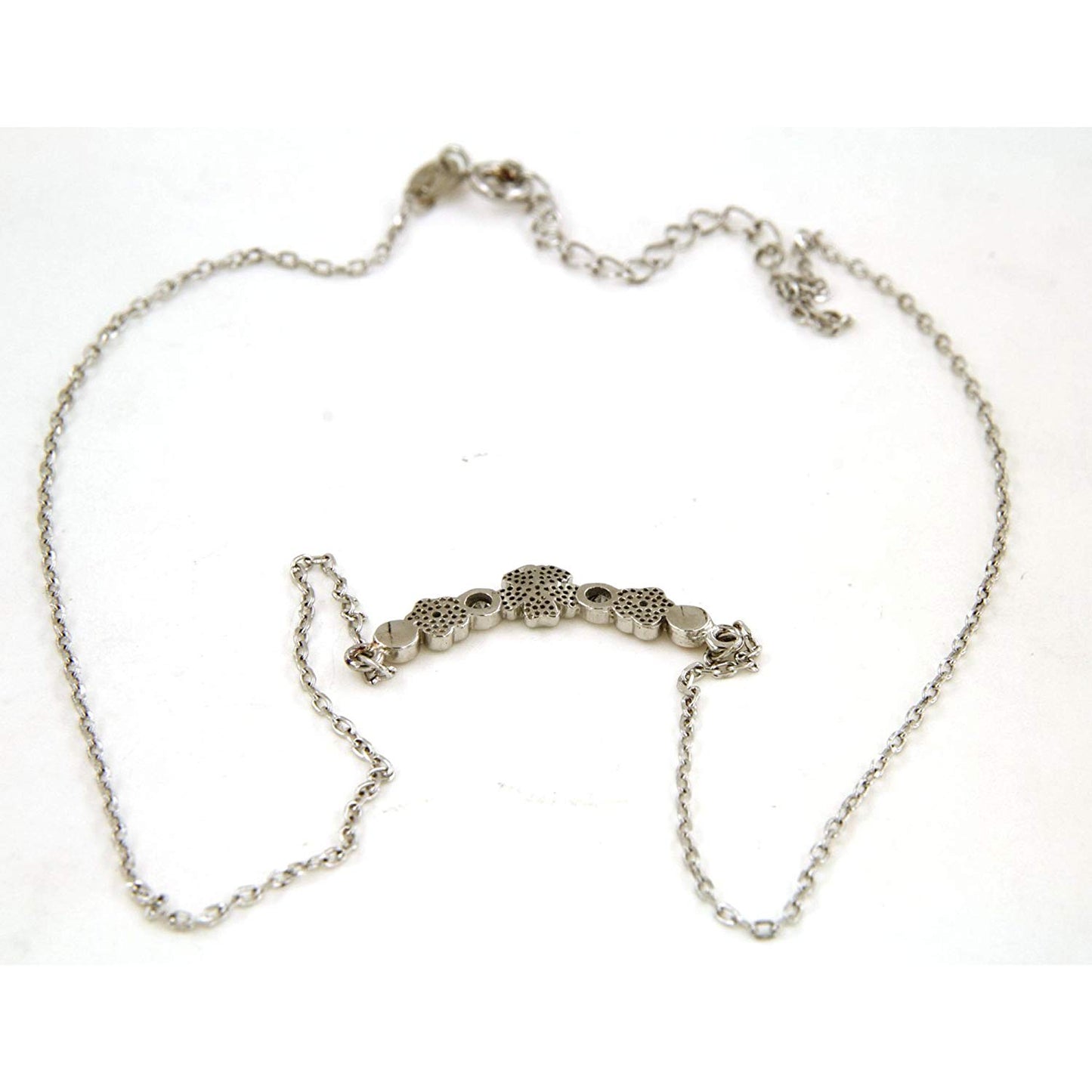 atjewels .925 Sterling Silver Round Cut White CZ & Enamel Flower Pendant w/ 14" Chain MOTHER'S DAY SPECIAL OFFER - atjewels.in