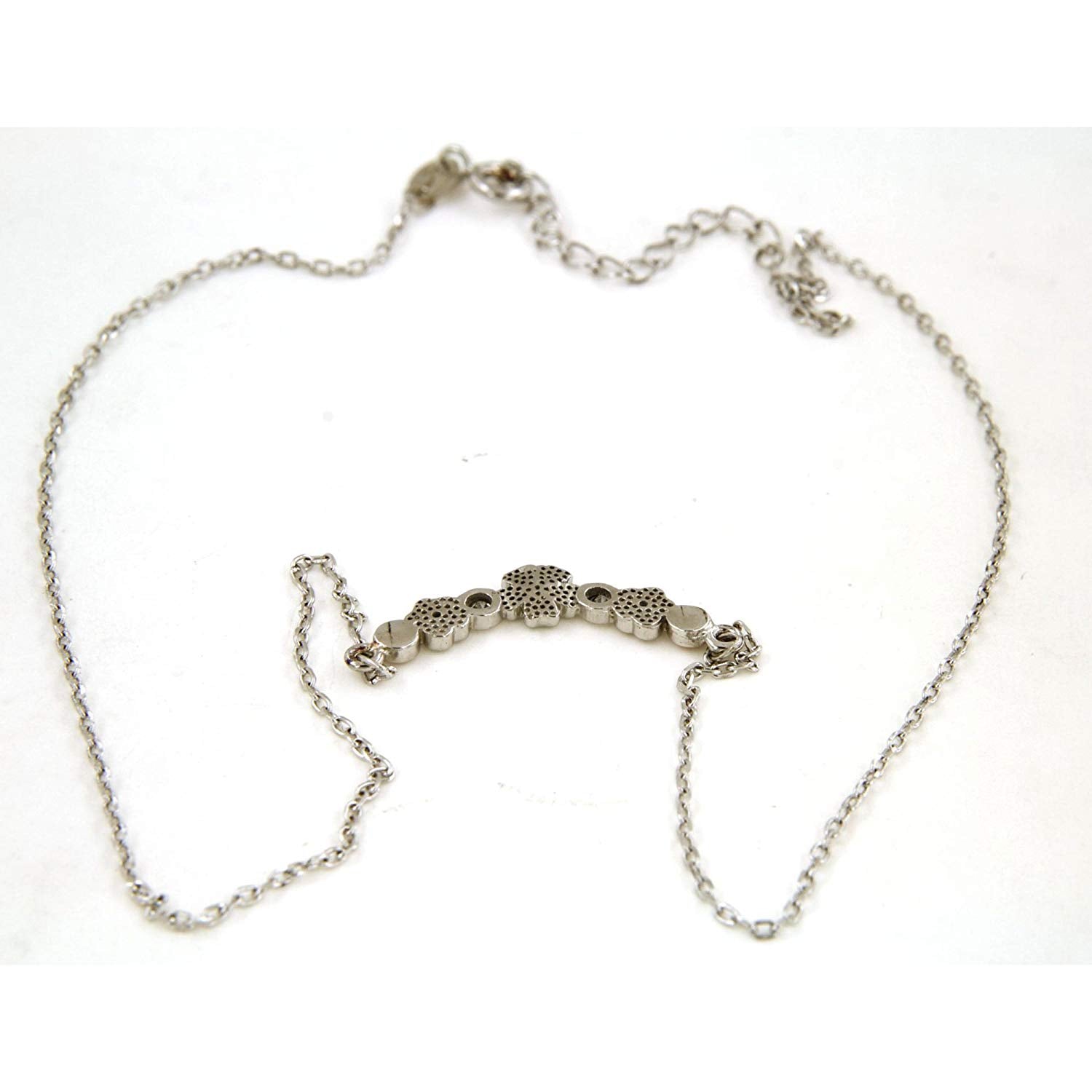 atjewels .925 Sterling Silver Round Cut White CZ & Enamel Flower Pendant w/ 14" Chain MOTHER'S DAY SPECIAL OFFER - atjewels.in