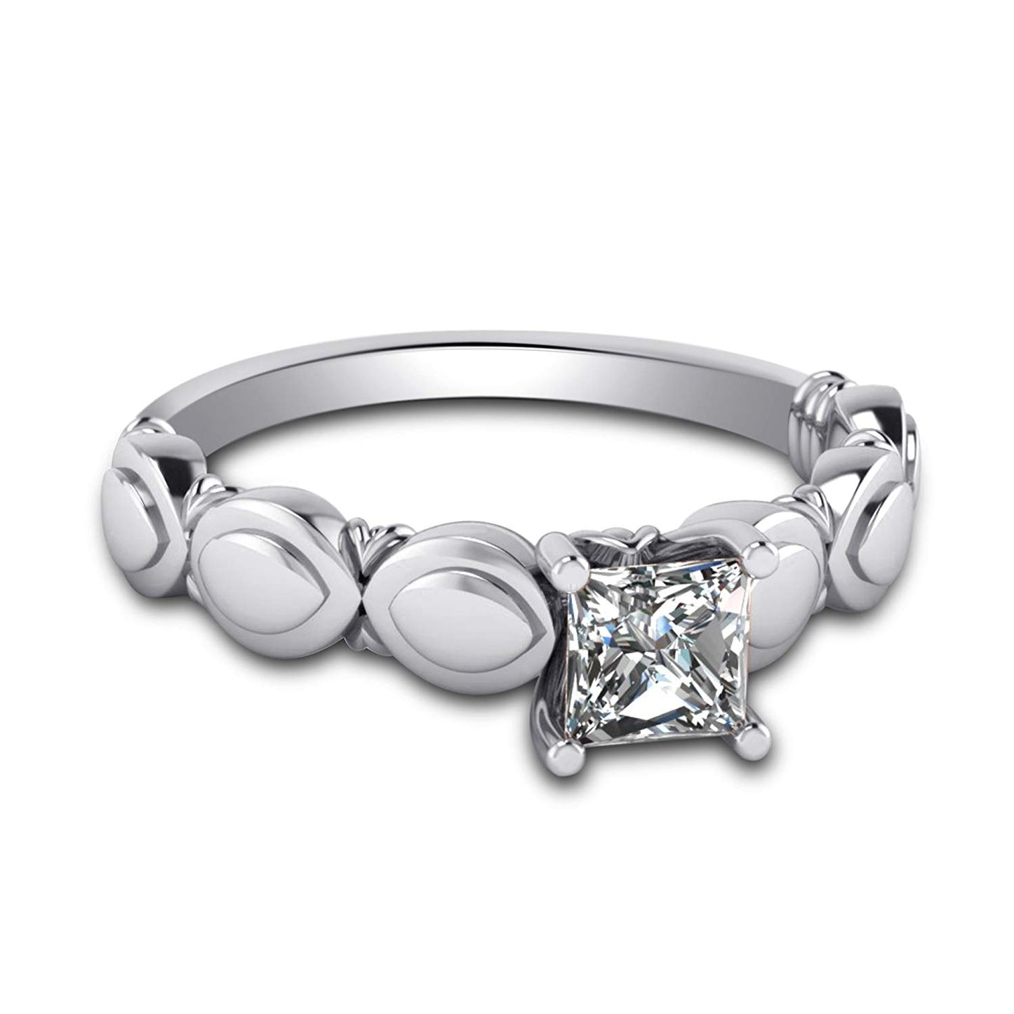 atjewels Princess Cut White Cubic Zirconia with 18K White Gold Over 925 Sterling Solitaire Engagement Ring For Women's MOTHER'S DAY SPECIAL OFFER - atjewels.in