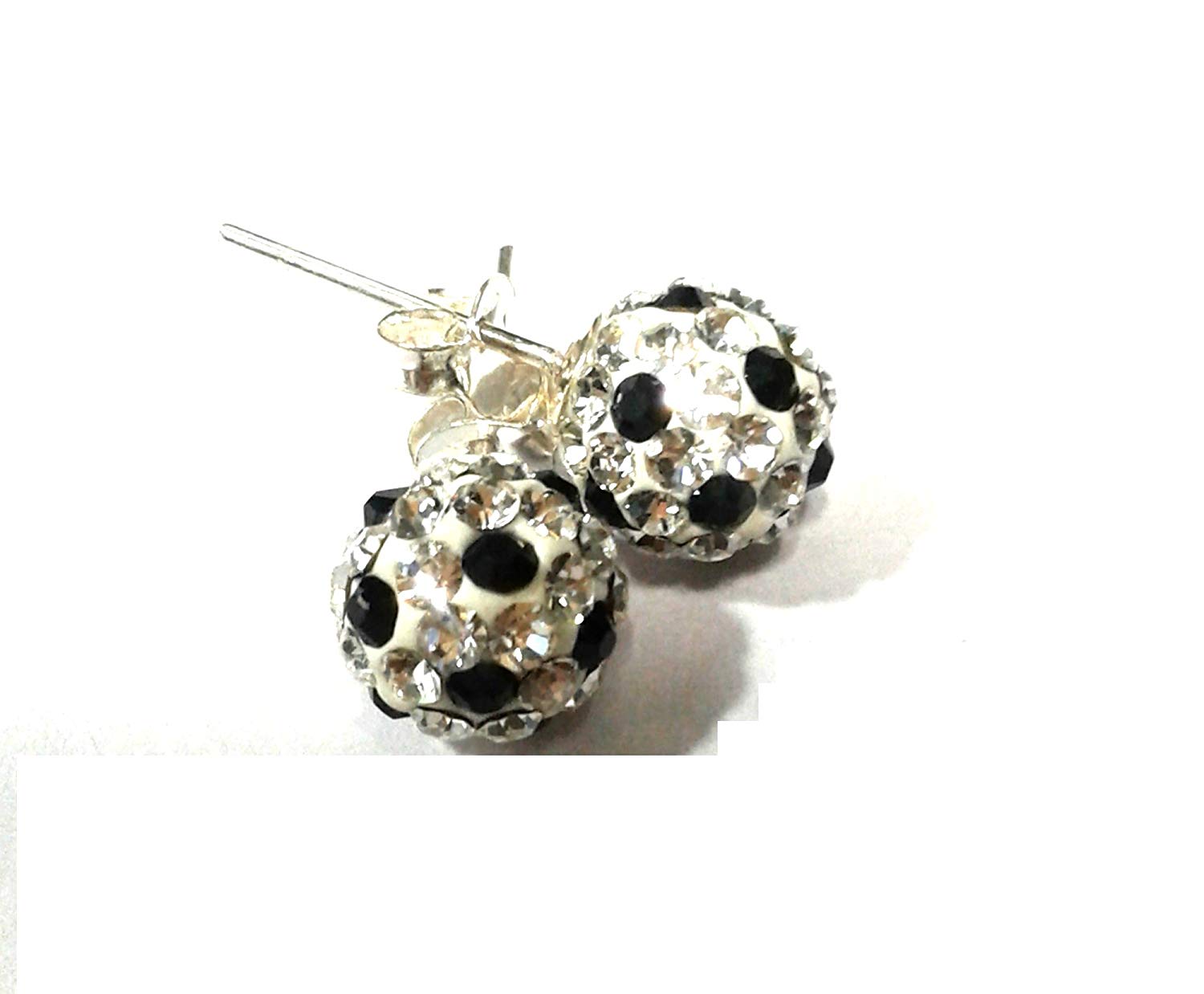 atjewels Round Cut Crystal Sterling Silver Pave Ball Stud Earrings, Crystal Fireball Disco Ball Earrings 1 Pair For Girl's and Women's Fancy Party Wear Earrings - atjewels.in