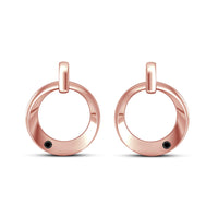 atjewels Round Black Zirconia 14K Rose Gold Plated on 925 Silver Dewy Iren Earrings MOTHER'S DAY SPECIAL OFFER - atjewels.in