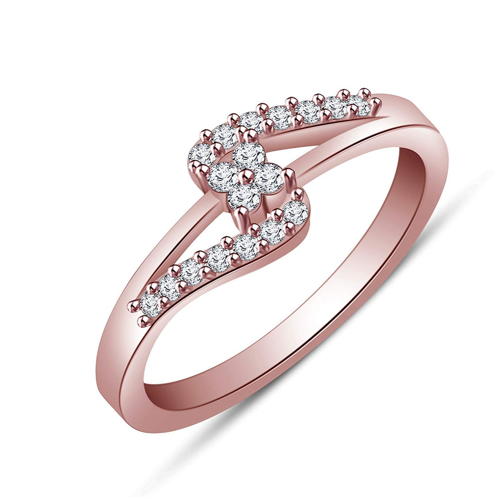 atjewels 0.38 CT 14K Rose Gold Over .925 Sterling Silver White Cubic Zirconia Bypass Ring Size 7 MOTHER'S DAY SPECIAL OFFER - atjewels.in