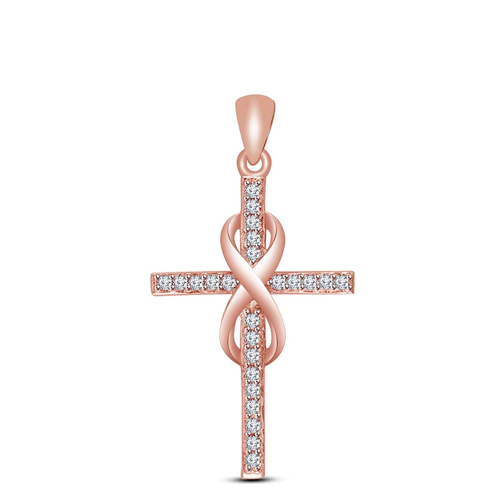 atjewels 18K Rose Gold Over 925 Sterling White CZ Cross Pendant MOTHER'S DAY SPECIAL OFFER - atjewels.in