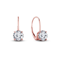 atjewels Rose Gold Plated 925 Sterling Silver Round White CZ Lever Back Dangle Earrings MOTHER'S DAY SPECIAL OFFER - atjewels.in