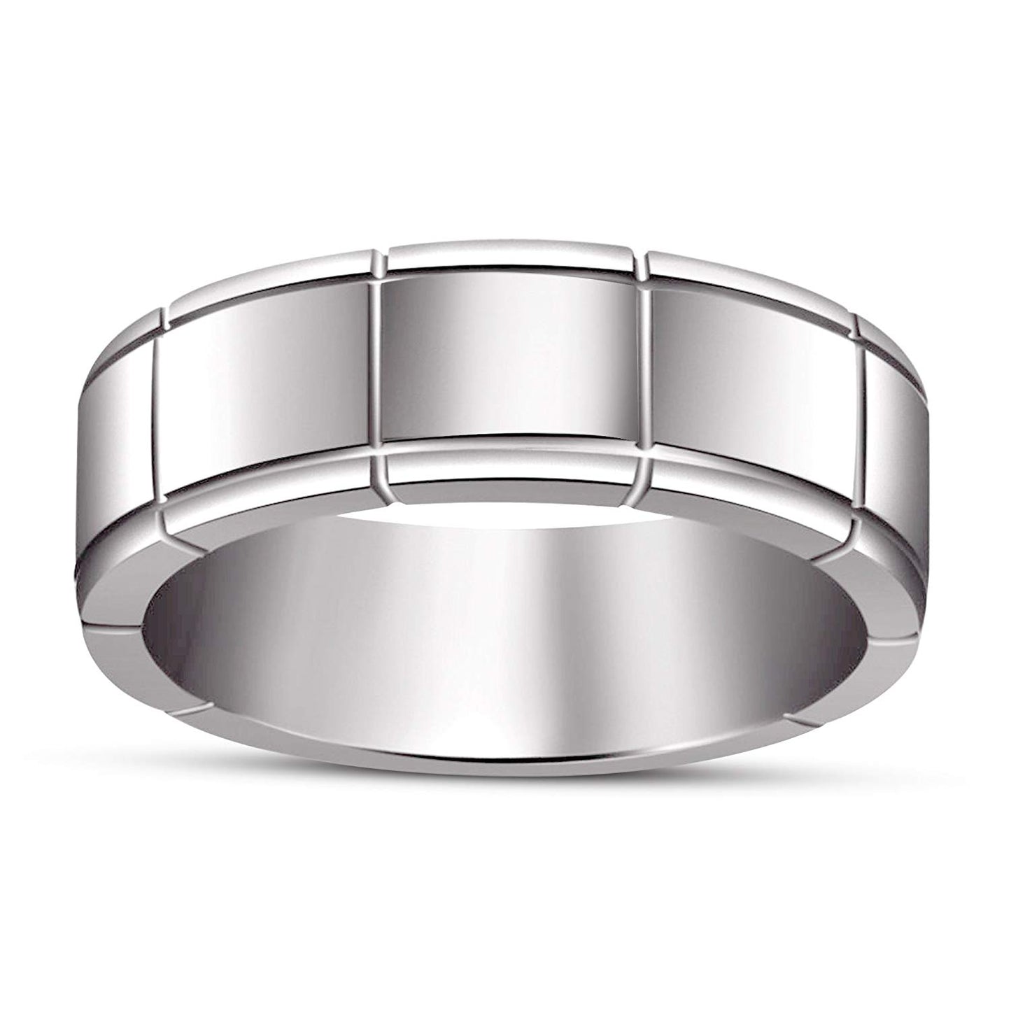 atjewels 14K White Gold Over 925 Sterling Silver Plain Engagement Band Ring For Men's MOTHER'S DAY SPECIAL OFFER - atjewels.in