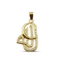 atjewels Eid Day Special 14K Gold Plated on Sterling Silver White CZ Islamic Arab Allah ChandPendant for Women's MOTHER'S DAY SPECIAL OFFER - atjewels.in