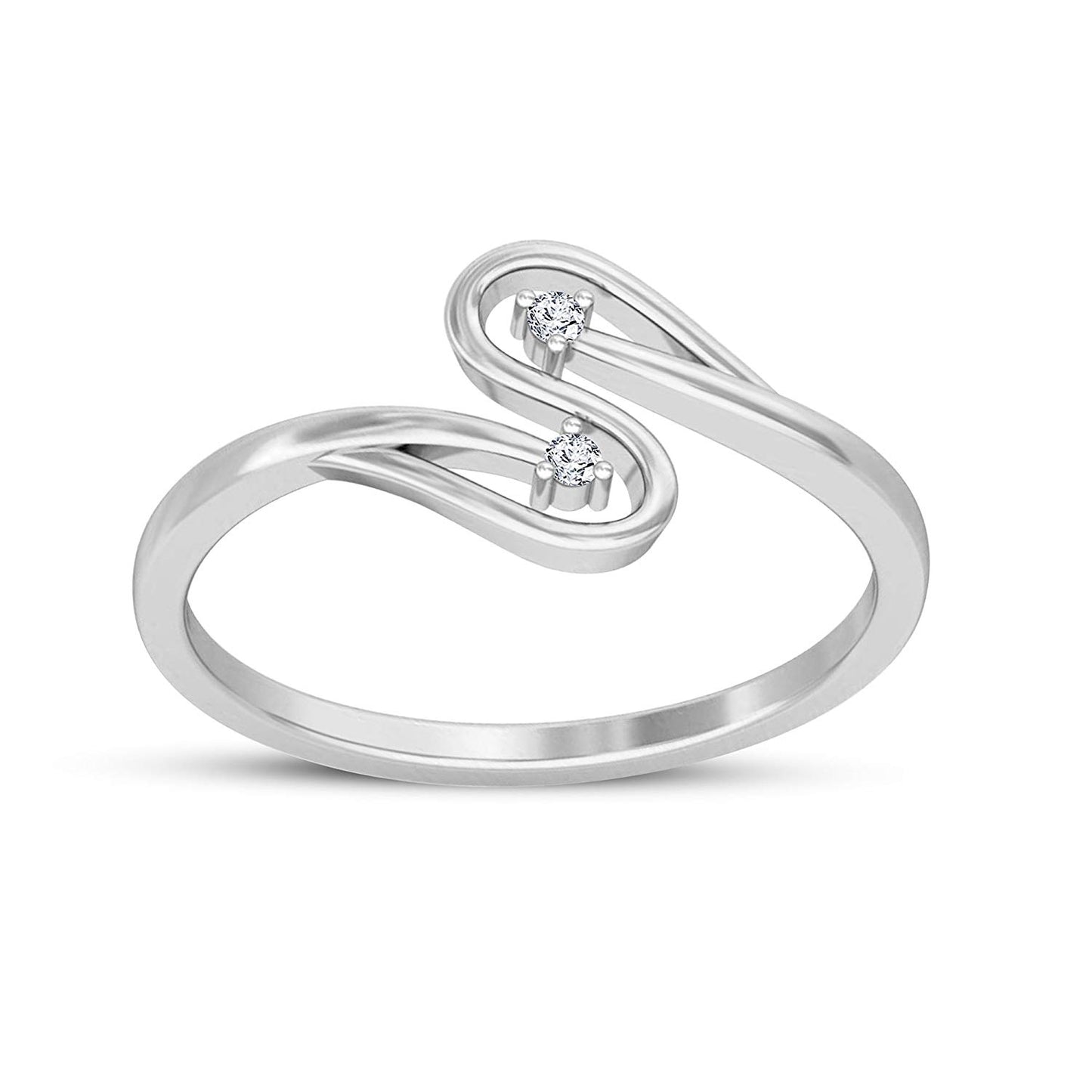 atjewels 925 Sterling Silver Round White Cubic Zirconia Bypass Ring MOTHER'S DAY SPECIAL OFFER - atjewels.in