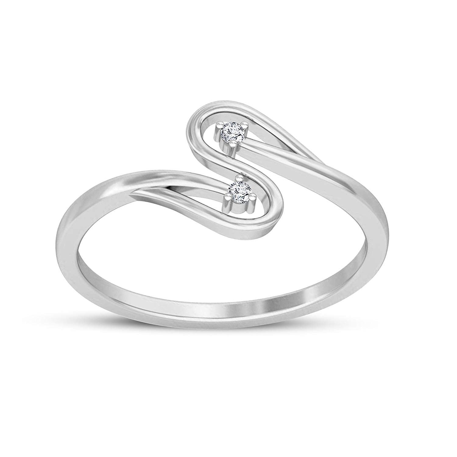 atjewels 925 Sterling Silver Round White Cubic Zirconia Bypass Ring MOTHER'S DAY SPECIAL OFFER - atjewels.in