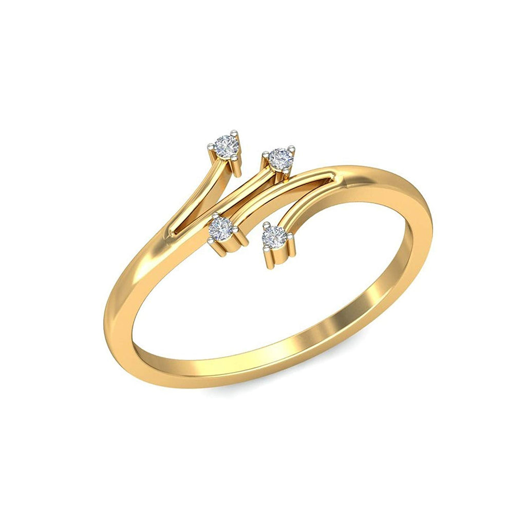 atjewels 14K Yellow Gold Over 925 Silver Round White CZ Bypass Ring For Women's MOTHER'S DAY SPECIAL OFFER - atjewels.in