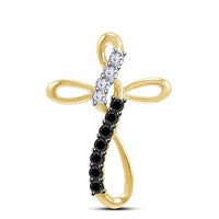 atjewels Yellow Gold Over 925 Sterling Silver Round Cut White & Black CZ Infinity Cross Pendant Without Chain MOTHER'S DAY SPECIAL OFFER - atjewels.in