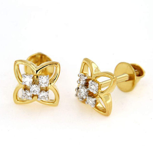 atjewels 18k Yellow Gold Over 925 Sterling Silver White CZ Flower Stud Earrings For Women's MOTHER'S DAY SPECIAL OFFER - atjewels.in