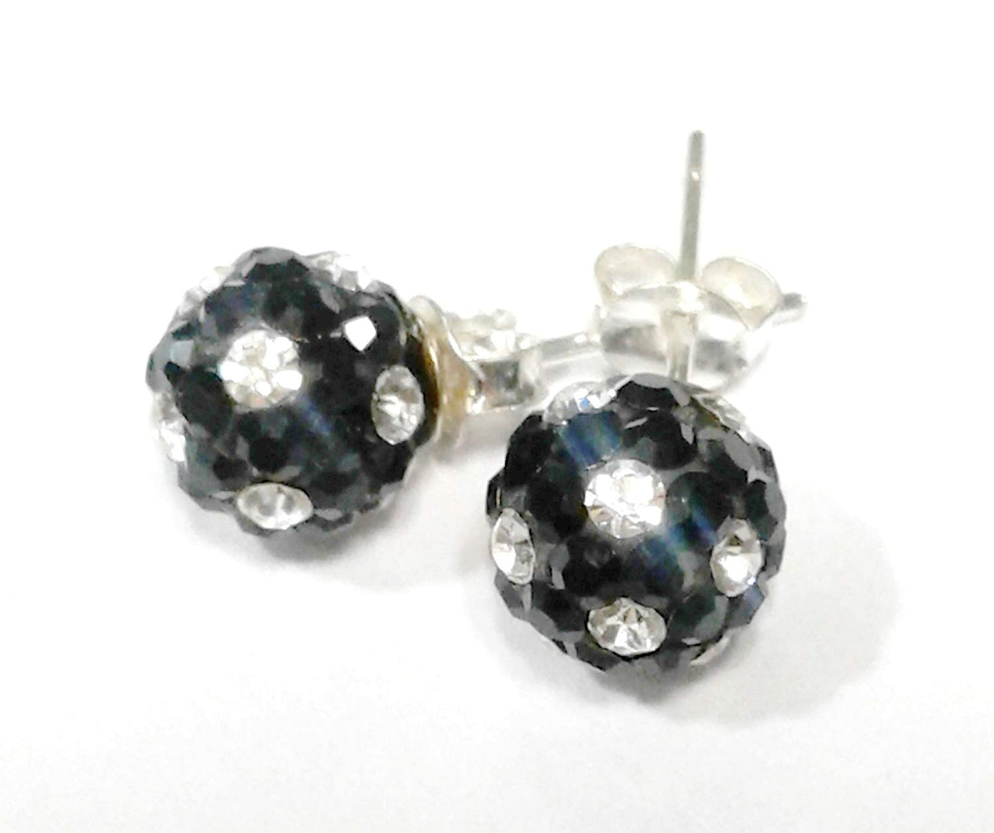 atjewels Round Cut Crystal Sterling Silver Pave Ball Stud Earrings, Crystal Fireball Disco Ball Earrings 1 Pair For Girl's and Women's Fancy Party Wear Earrings - atjewels.in
