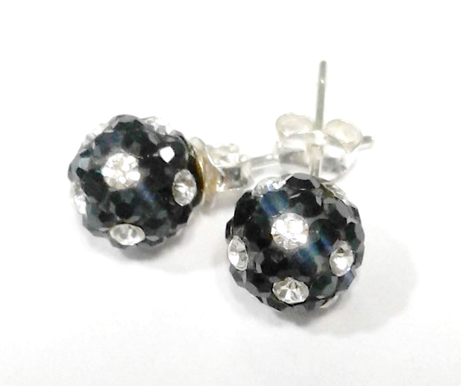 atjewels Round Cut Crystal Sterling Silver Pave Ball Stud Earrings, Crystal Fireball Disco Ball Earrings 1 Pair For Girl's and Women's Fancy Party Wear Earrings - atjewels.in