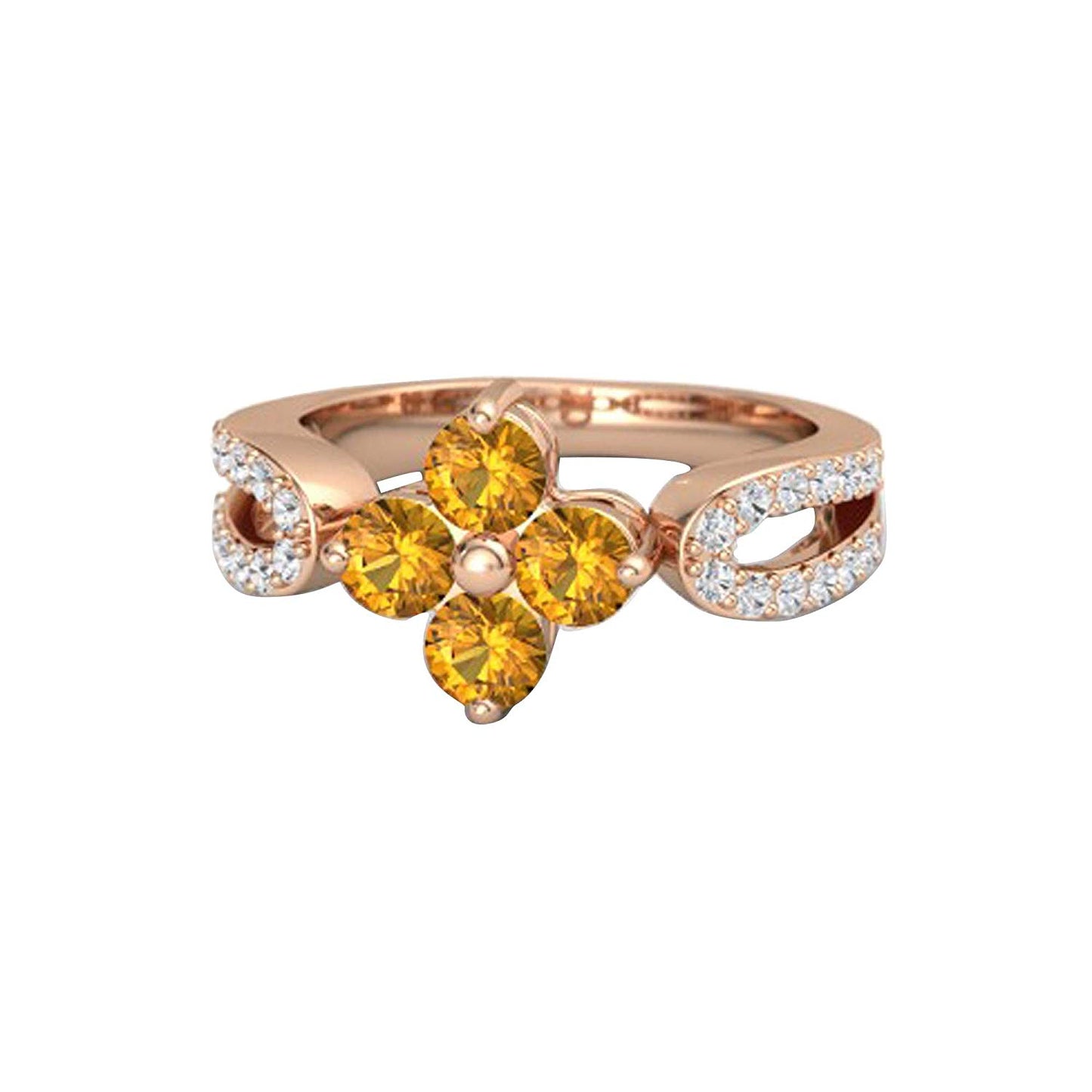 atjewels Round Cut Gemstone & White CZ .925 Sterling Silver Engagement Flower Ring For Girl's and Women's For Diwali Special - atjewels.in