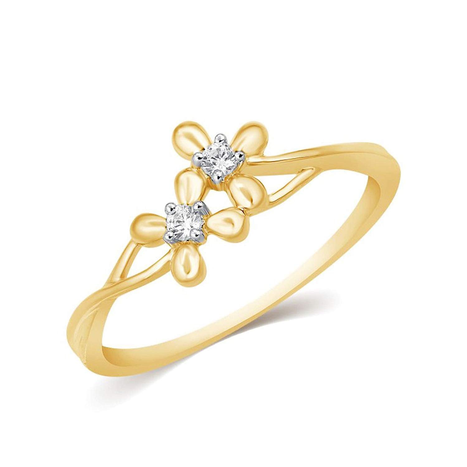 atjewels 14K Yellow Gold Over 925 Silver Round White CZ Flower Ring For Women's MOTHER'S DAY SPECIAL OFFER - atjewels.in