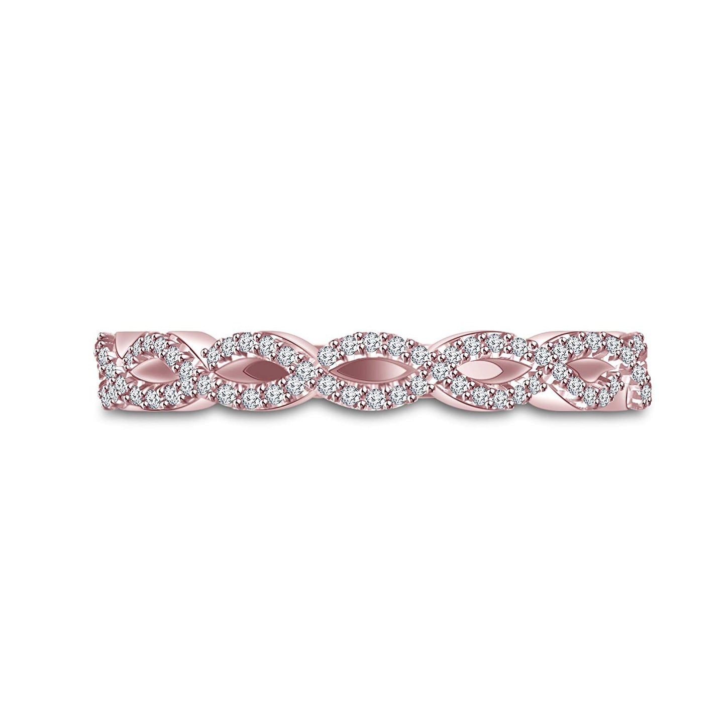 0.51 CT 14K Rose Gold Over 925 Sterling Silver Round Cut White Cubic Zircon Diamond Infinity Band Engagement Wedding Ring for Women's - atjewels.in