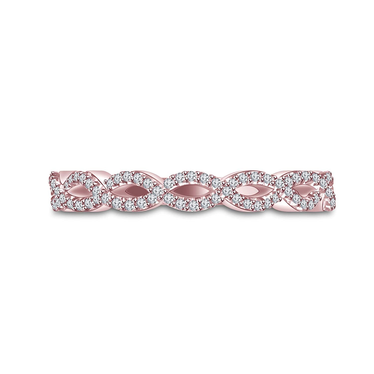 0.51 CT 14K Rose Gold Over 925 Sterling Silver Round Cut White Cubic Zircon Diamond Infinity Band Engagement Wedding Ring for Women's - atjewels.in