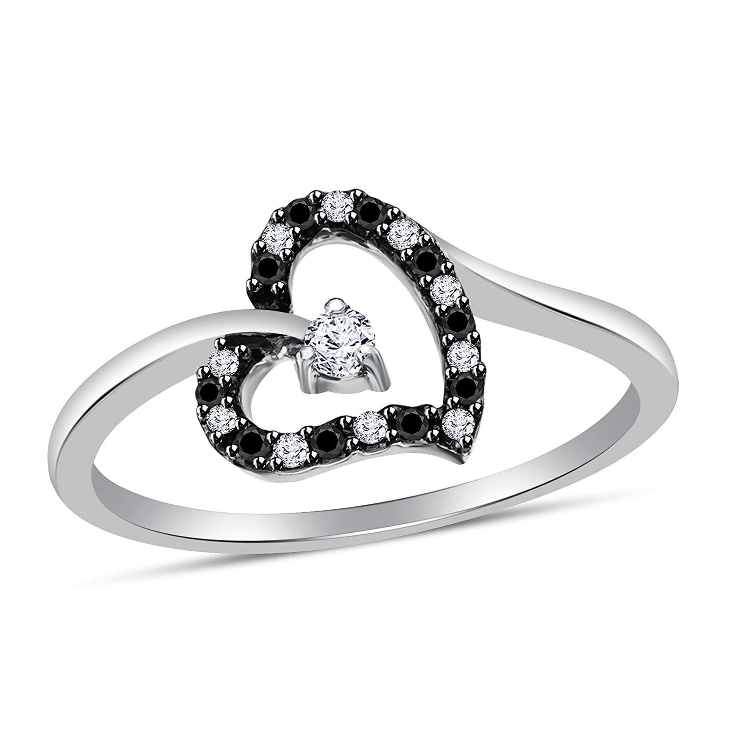 atjewels Round White and Black CZ Offers 14K White Gold Over 925 Silver Sterling MOTHER'S DAY SPECIAL OFFER - atjewels.in