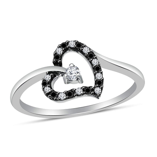 atjewels Round White and Black CZ Offers 14K White Gold Over 925 Silver Sterling MOTHER'S DAY SPECIAL OFFER - atjewels.in