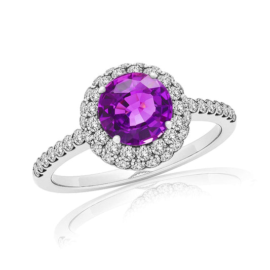 14K White Gold Plated .925 Sterling Silver Amthesty Holo Engagement Ring Free Sizing For Women's - atjewels.in