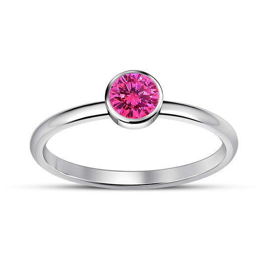 atjewels 14K White Gold Over 925 Silver Round Pink Sapphire Solitaire Ring For Women MOTHER'S DAY SPECIAL OFFER - atjewels.in