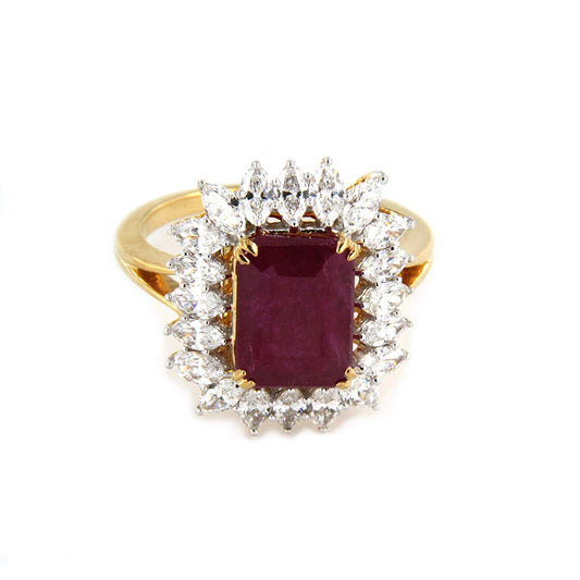 atjewels Emerald Ruby & Marquise CZ Ring with 14K Yellow Gold Over .925 Sterling Silver For Women'sMOTHER'S DAY SPECIAL OFFER - atjewels.in