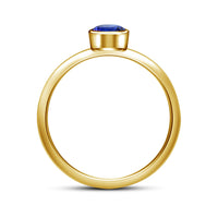 atjewels Round Blue Sapphire in 14K Yellow Gold Over 925 Silver Sterling Solitaire Ring MOTHER'S DAY SPECIAL OFFER - atjewels.in