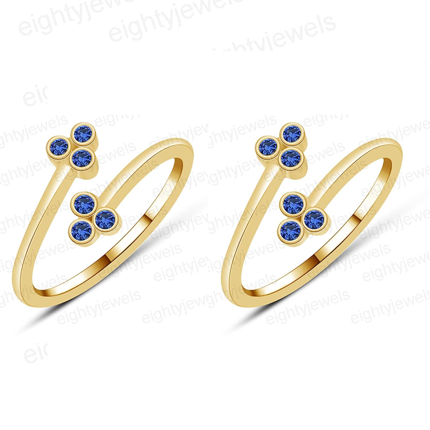atjewels Bypass Adjustable ToeRing in 14K Yellow Gold Plated On Sterling Silver Gemstone Variation For Women's - atjewels.in