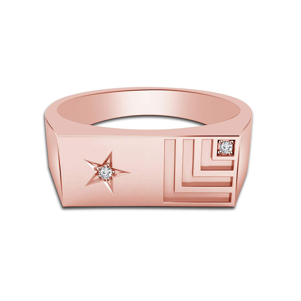 atjewels Round White Zirconia 14K Rose Gold Plated on 925 Sterling Silver Star Band Ring MOTHER'S DAY SPECIAL OFFER - atjewels.in